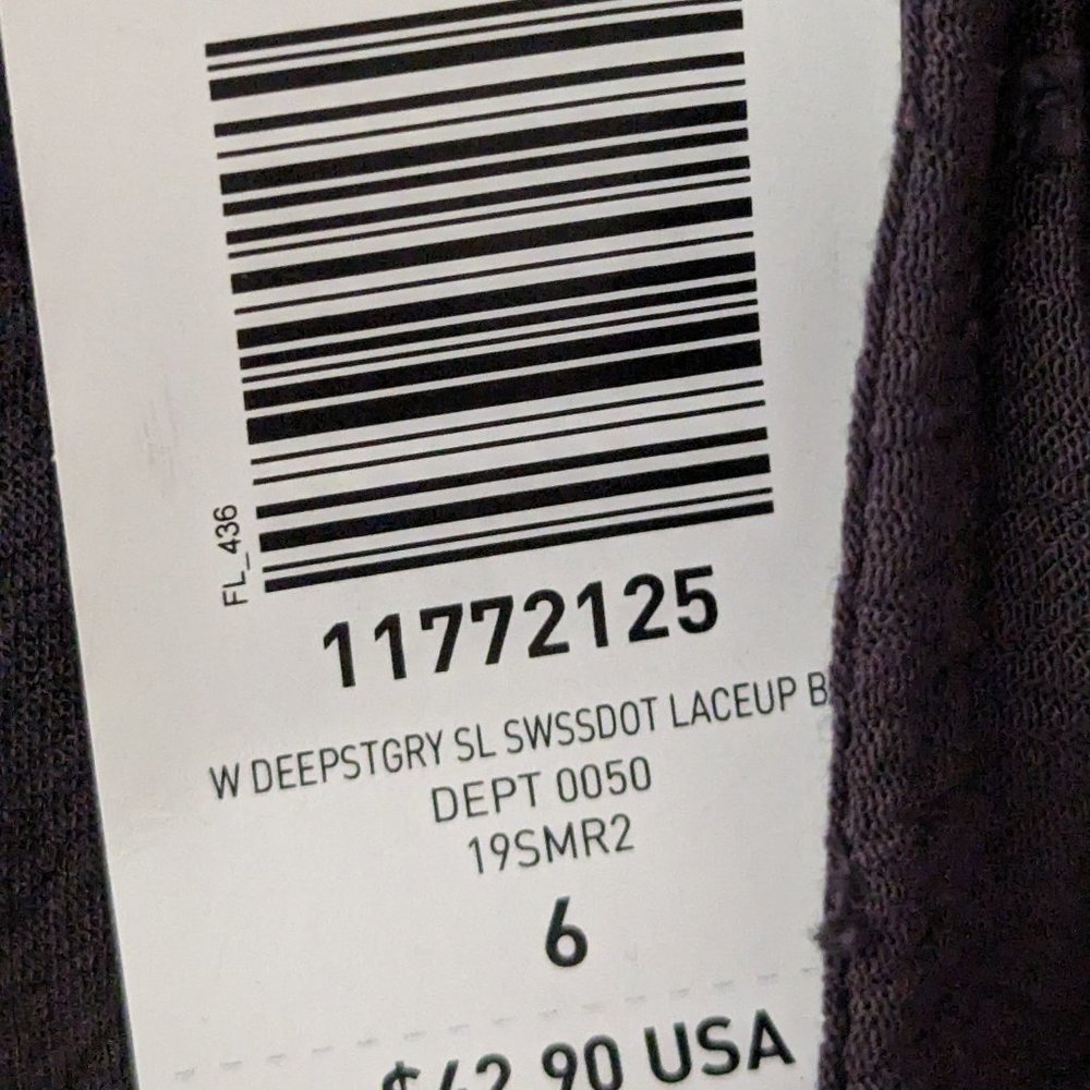 NWT - DK Grey Swiss Dot Lace Up Tank Size 6 - Picture 2 of 6